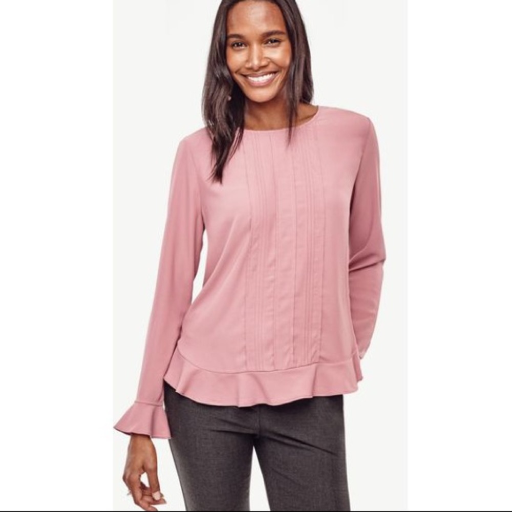 Ann Taylor Mauve Peplum Blouse